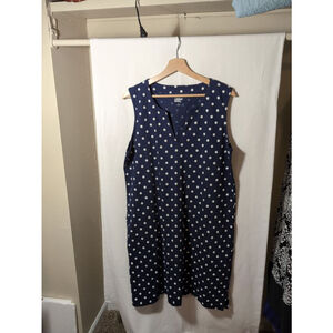 Land's End Blue Polka Dot Sleeveless Dress, Size Large